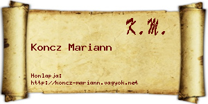 Koncz Mariann névjegykártya